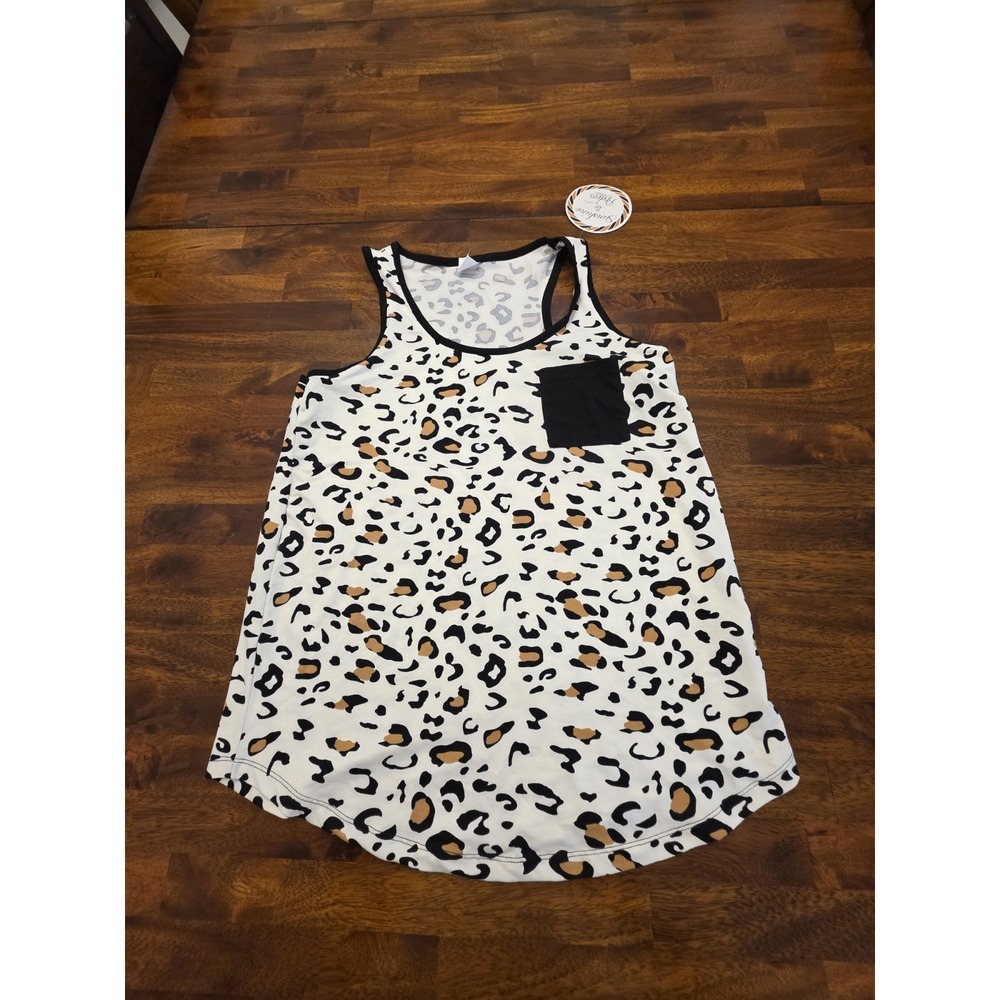 Sunshine & Rodeos Tank Top Women's small white Leopard Sleeveless y2k NWT sku 61